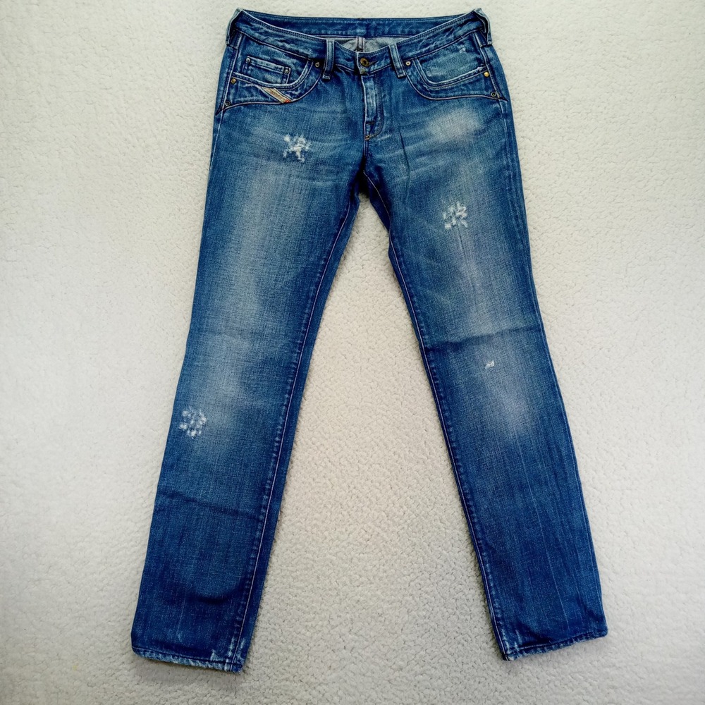 Diesel Kycut Low Rise Straight Leg Jeans Blue Distressed Denim Made‎ in Italy 30